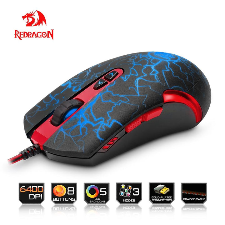Wired Gaming Mouse 6400 DPI with Lightning LED Lights
