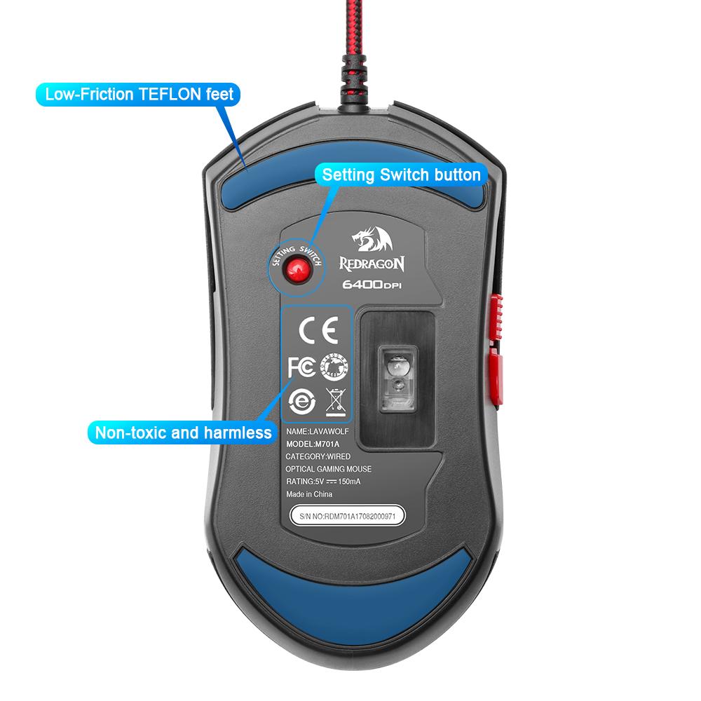 Wired Gaming Mouse 6400 DPI with Lightning LED Lights