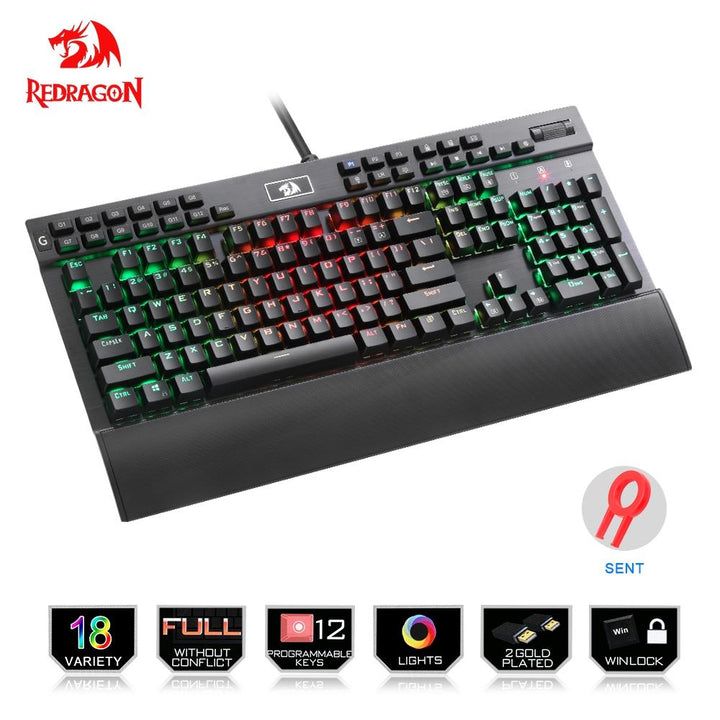 Full-Color Backlit Mechanical Gaming Keyboard 104 Keys