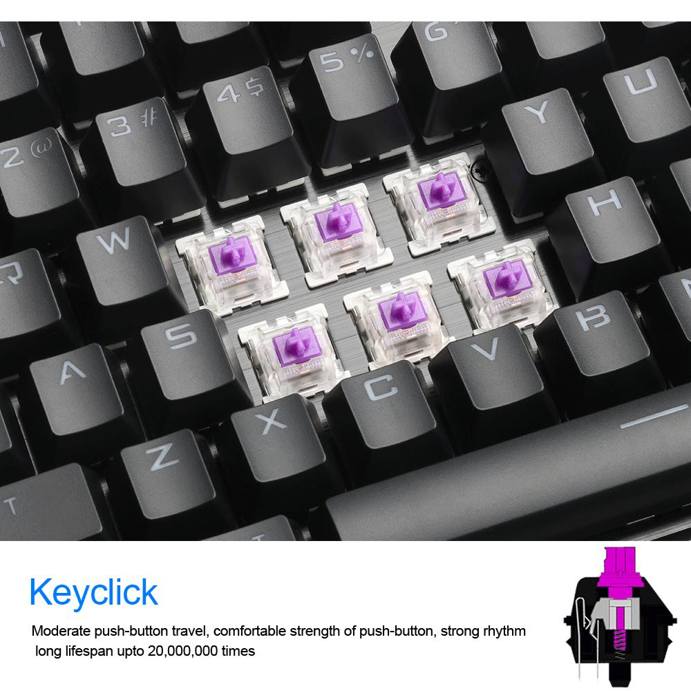 Full-Color Backlit Mechanical Gaming Keyboard 104 Keys