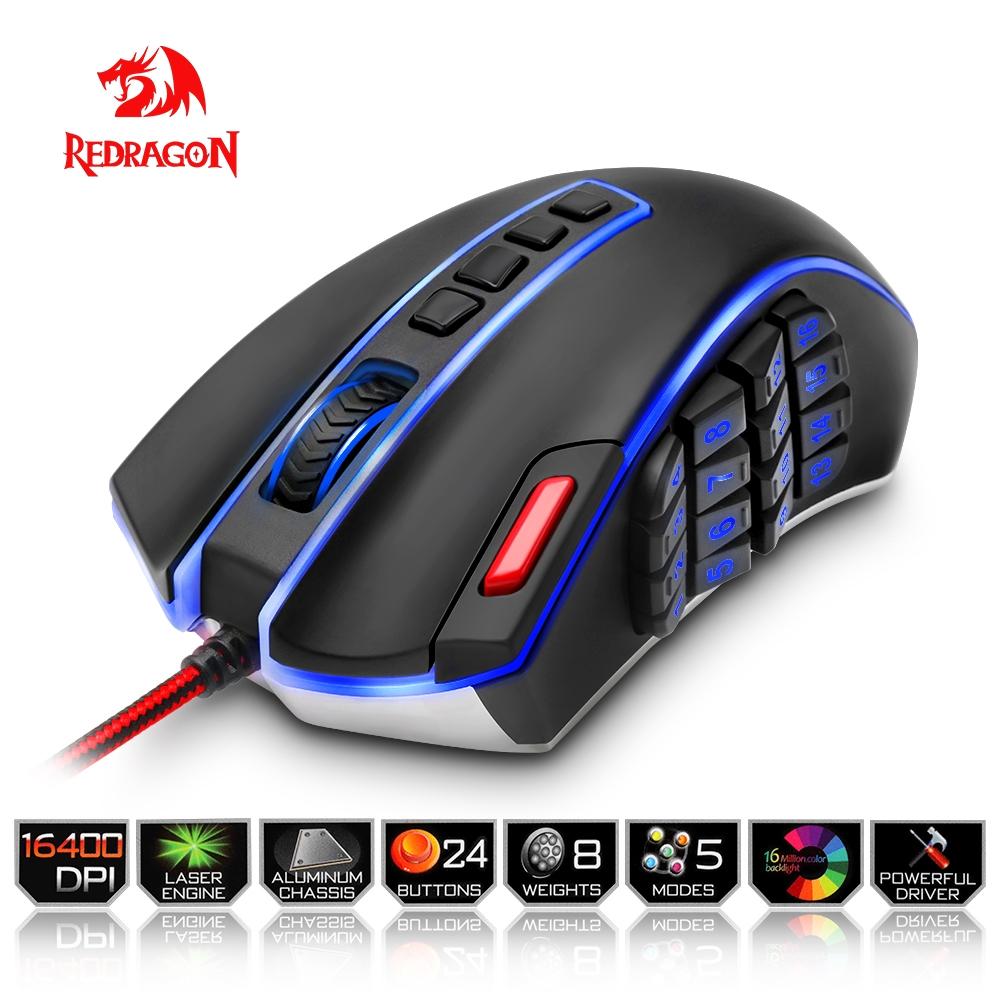 Gaming Mouse with 24 Programmable Buttons for MMOs