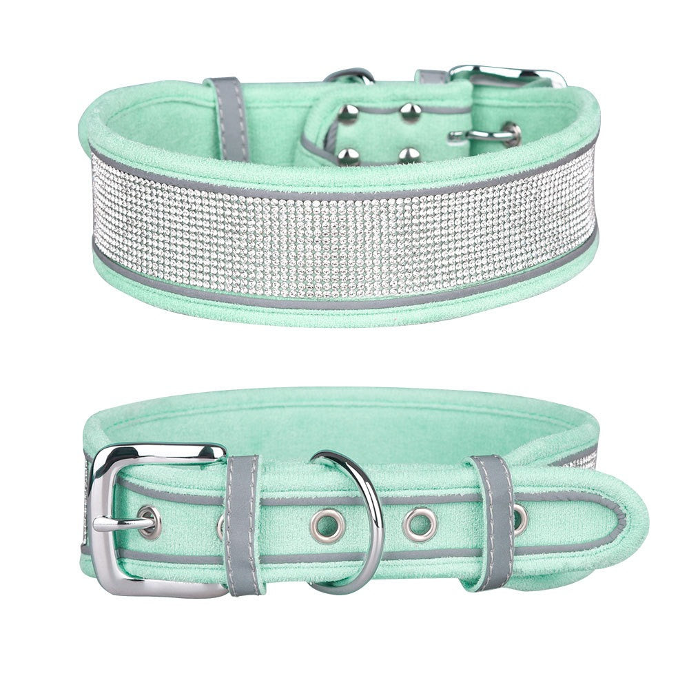 Reflective Rhinestone Dog Collar for Glamorous Walks