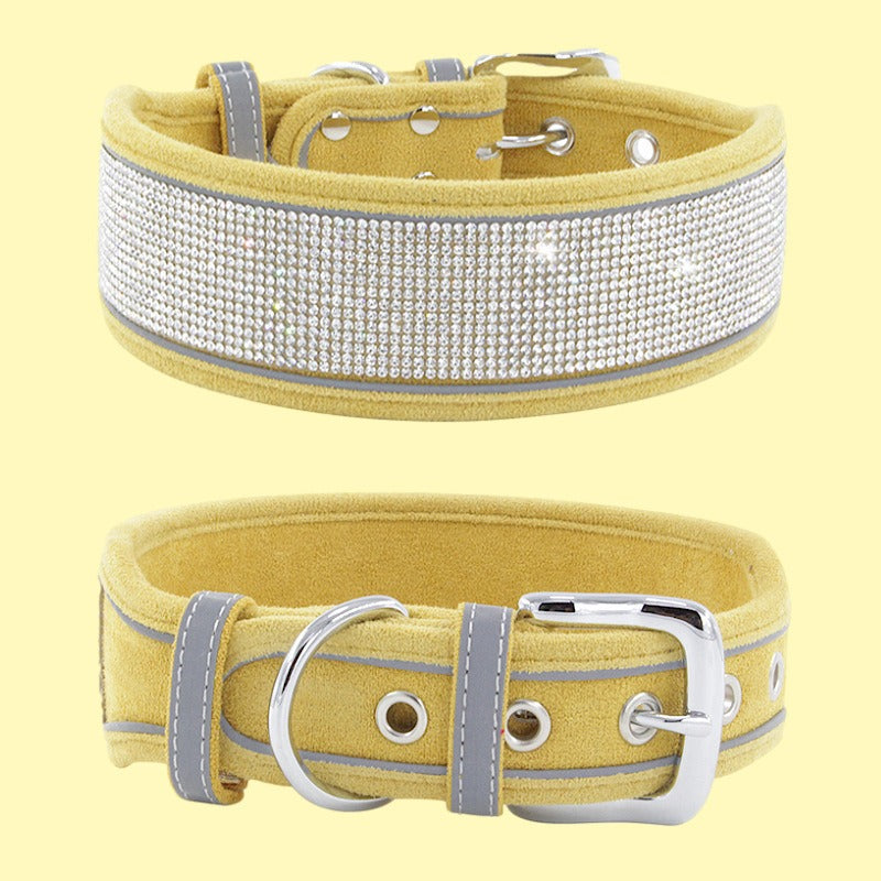 Reflective Rhinestone Dog Collar for Glamorous Walks