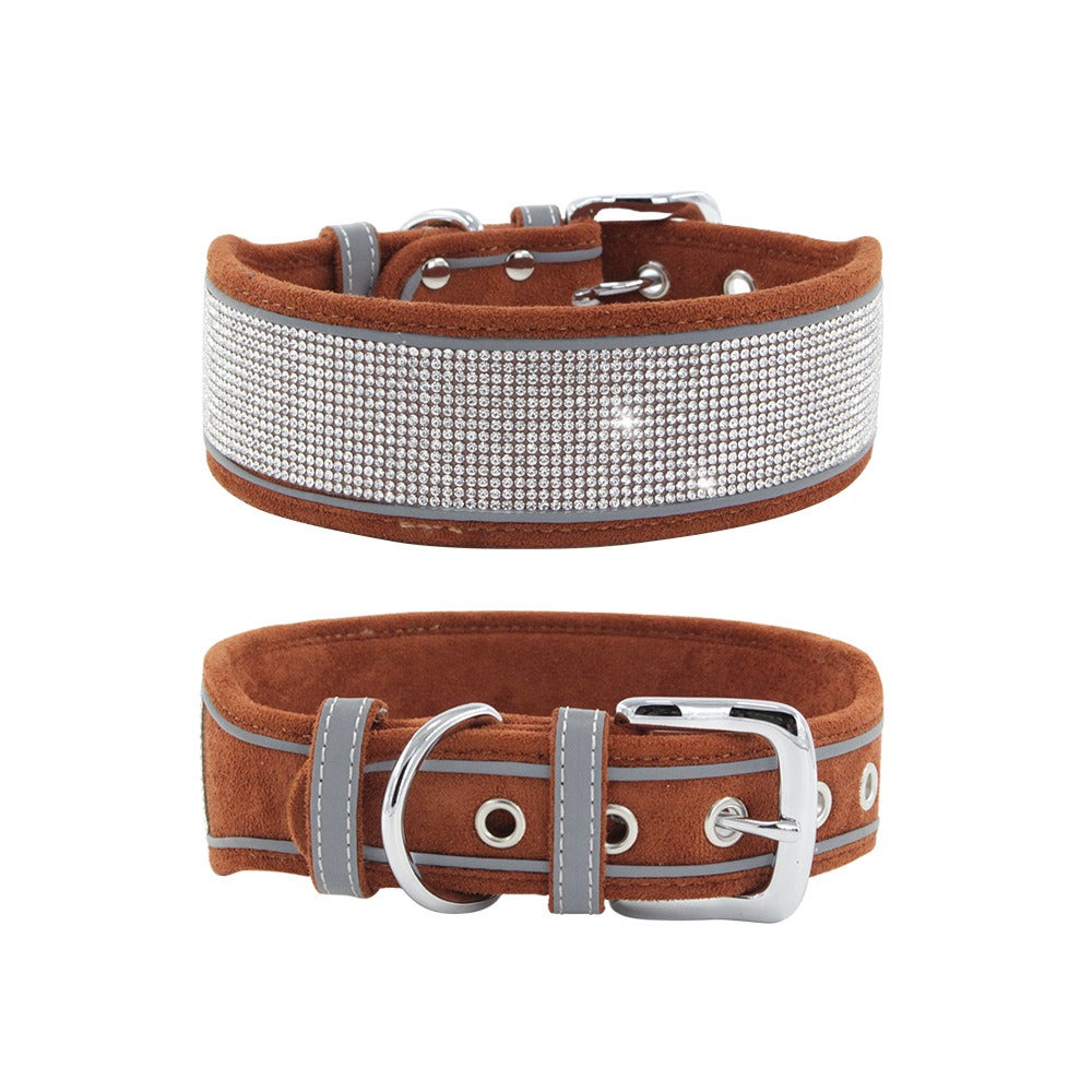 Reflective Rhinestone Dog Collar for Glamorous Walks
