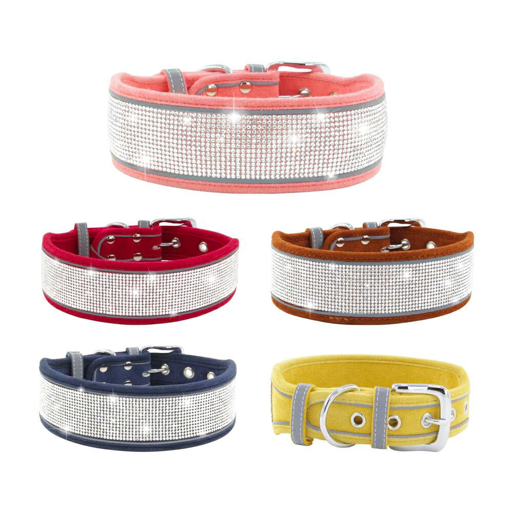 Reflective Rhinestone Dog Collar for Glamorous Walks