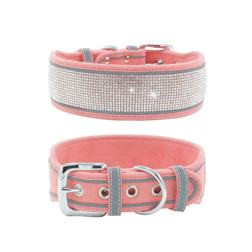 Reflective Rhinestone Dog Collar for Glamorous Walks