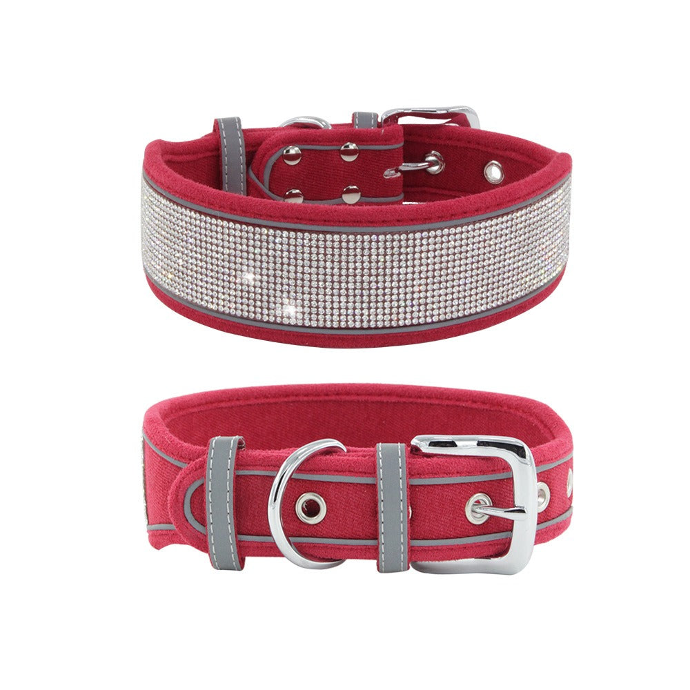 Reflective Rhinestone Dog Collar for Glamorous Walks
