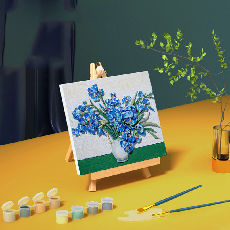 3D Oil Painting Kit: Van Gogh-Inspired Irises Decor