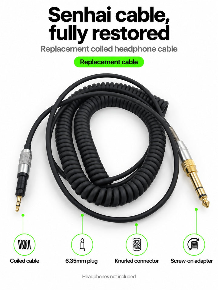 Replacement Coiled Cable for Senhai HD6DJ HD8 HD7 HD598