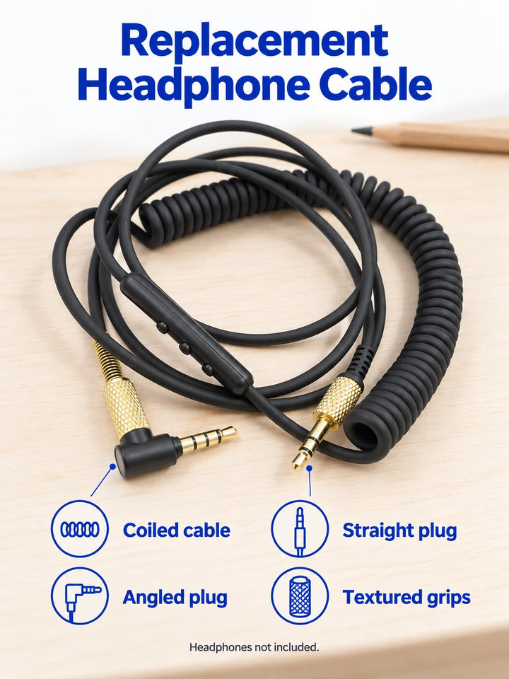 Replacement Headphone Cable with Inline Remote and Mic