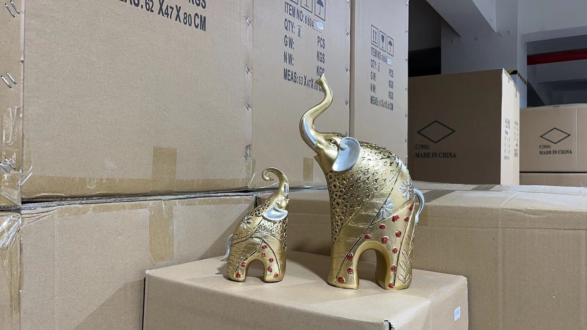 Elephant Figurines for Elegant Gold Living Room Decor
