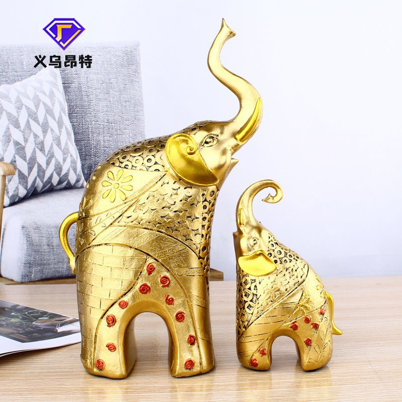 Elephant Figurines for Elegant Gold Living Room Decor