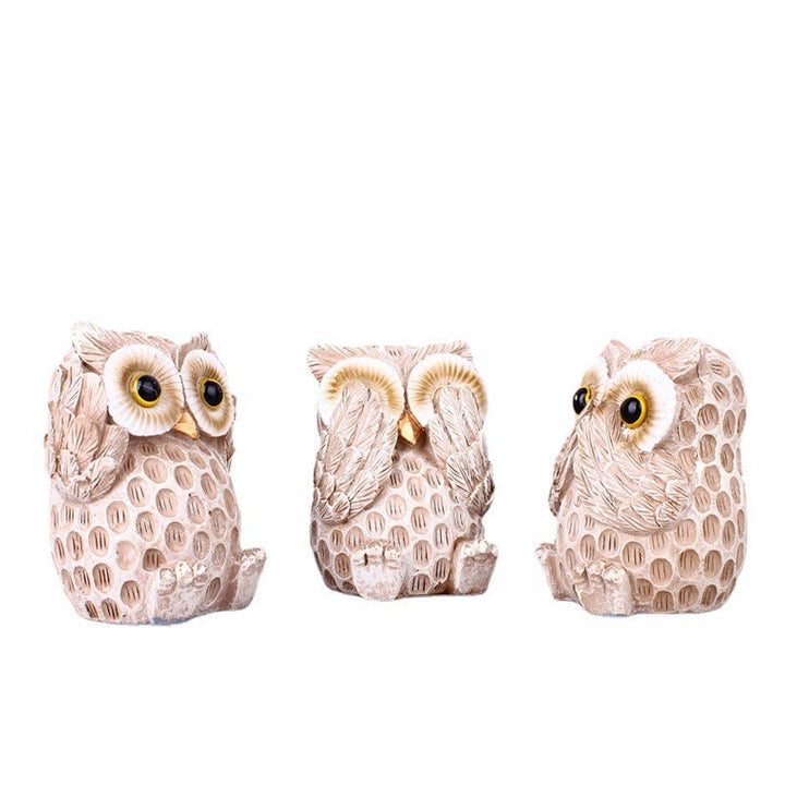 Owl Figurine Set for European-Style Tabletop Charm