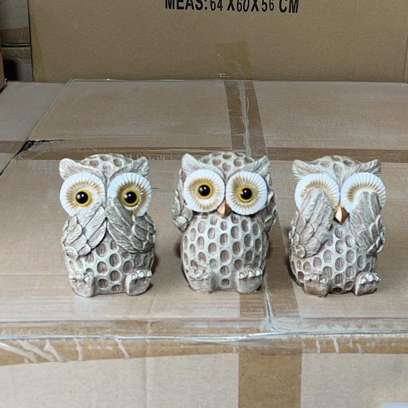 Owl Figurine Set for European-Style Tabletop Charm