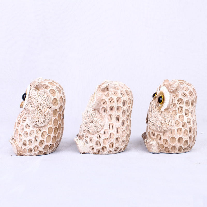 Owl Figurine Set for European-Style Tabletop Charm