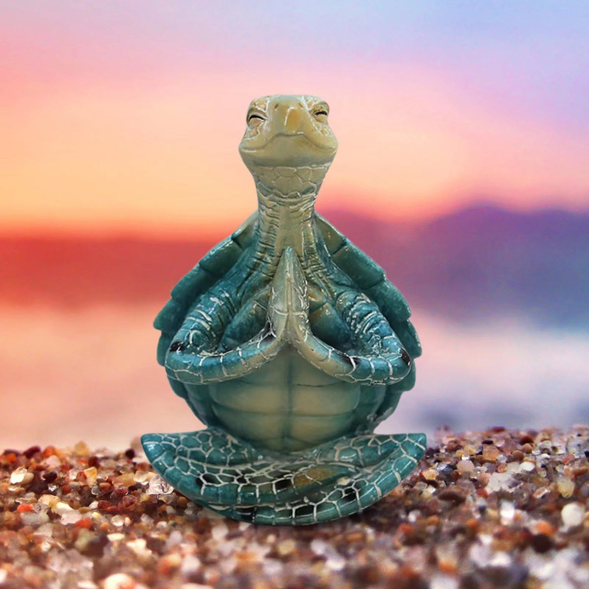 Meditating Sea Turtle Sculpture for Serene Coastal Decor