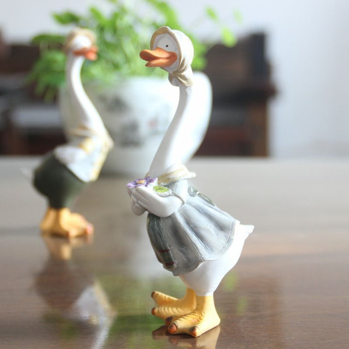 Resin Duck Figurines for Charming Tabletop Decor