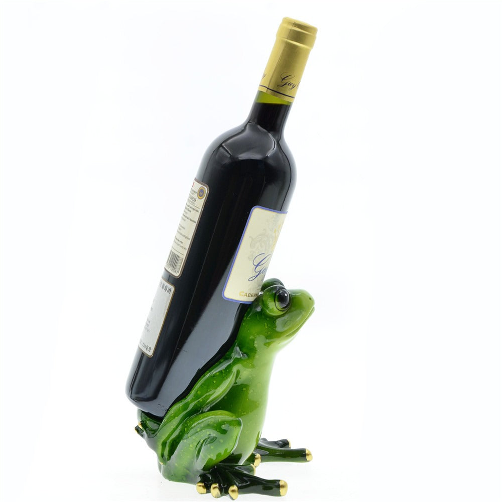 Resin Frog Wine Rack for Playful Tabletop Displays