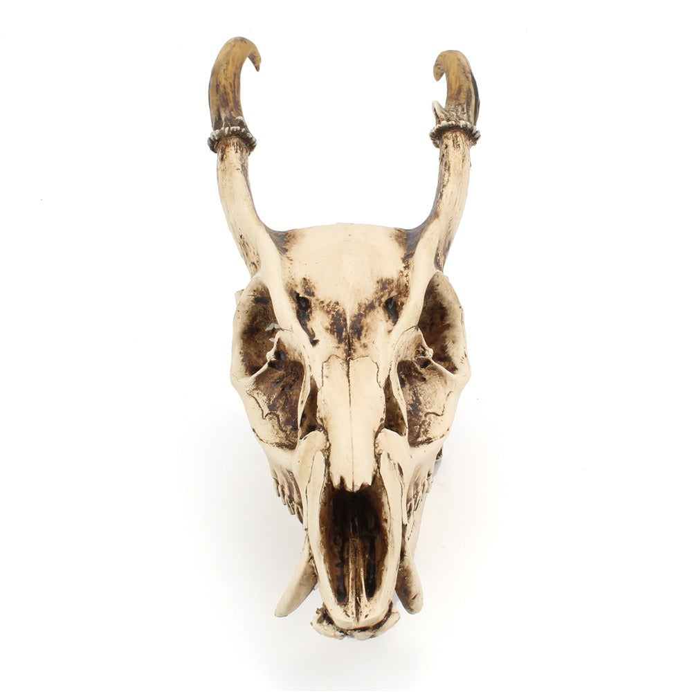 Resin Goat Skull Ornament for Gothic Display Decor