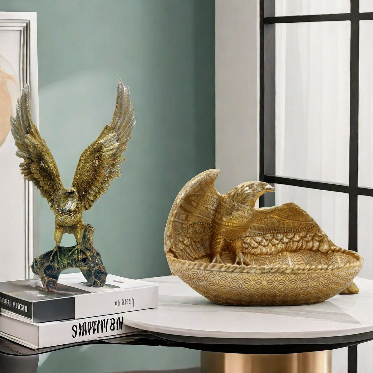 Eagle Sculpture Decor: Antique Bronze Statement Accent