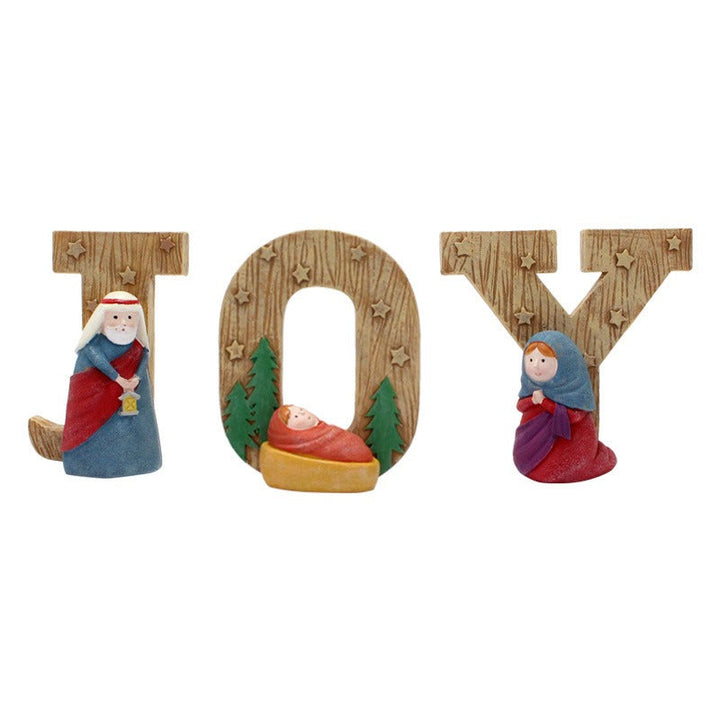 JOY Nativity Christmas Decor | Rustic Religious Display
