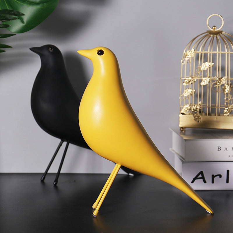 Resin Bird Ornament for Modern Shelf and Table Decor