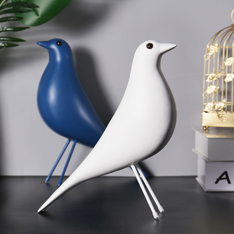 Resin Bird Ornament for Modern Shelf and Table Decor