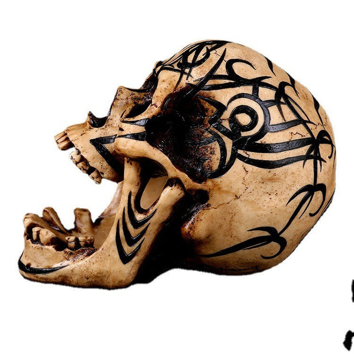 Resin Skull Bar Decor With Gothic Antique-Style Detail