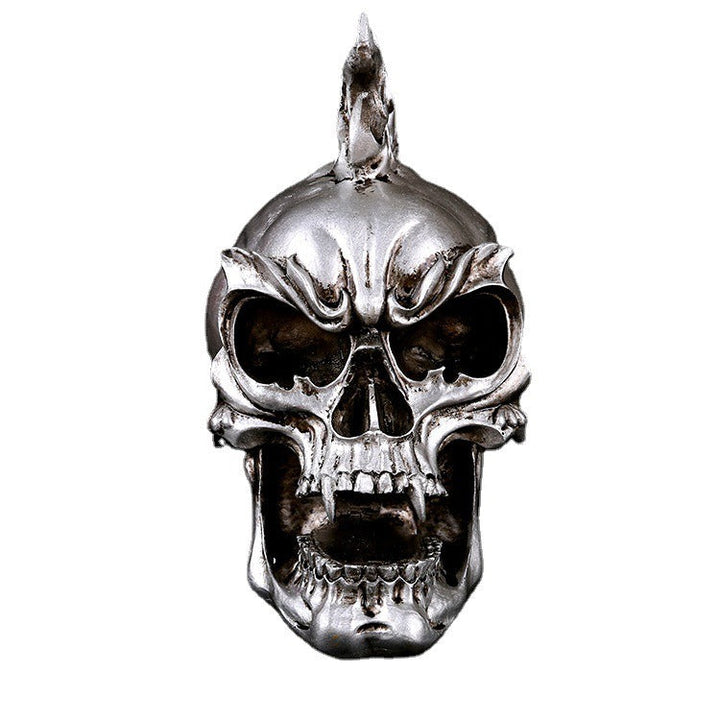Resin Skeleton Decor: Gothic Metallic Skull Centerpiece