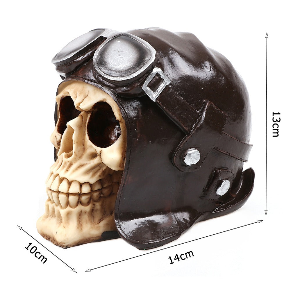 Resin Skull Ornament: Gothic Pilot Display Accent