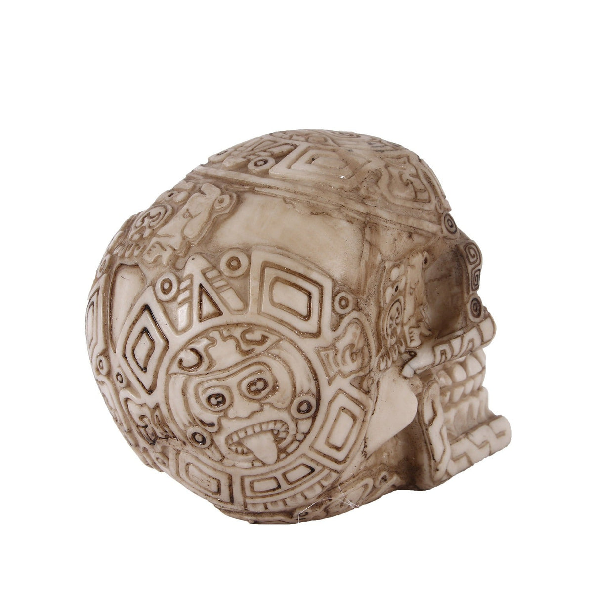 Resin Skull Decor With Antique Carved Sculptural Detail