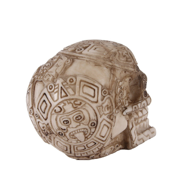Resin Skull Decor With Antique Carved Sculptural Detail