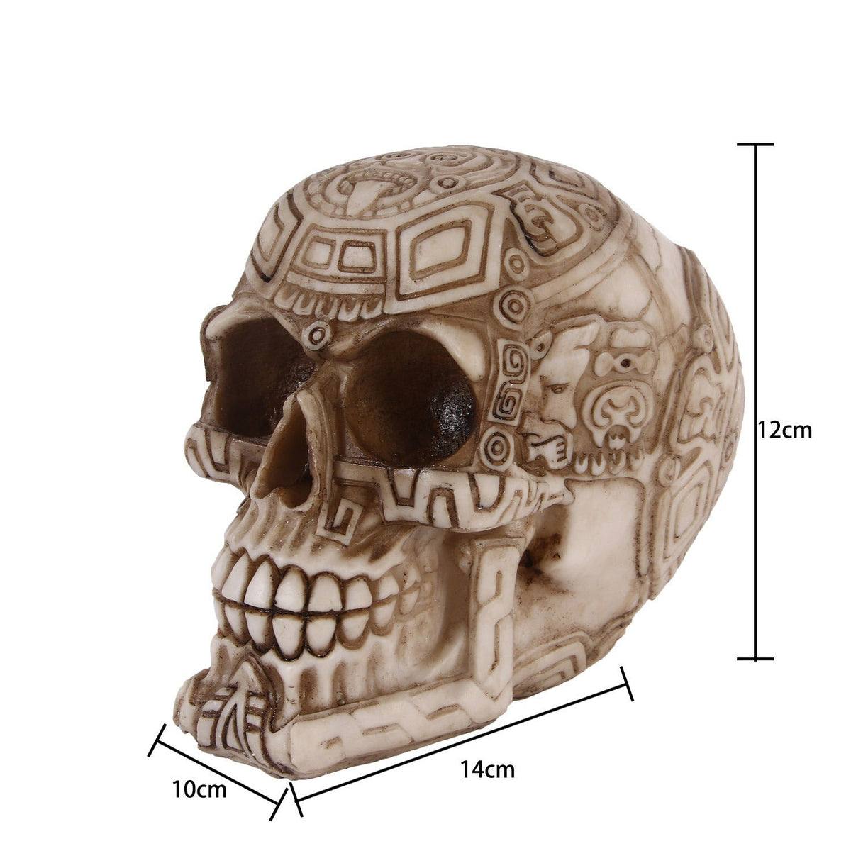 Resin Skull Decor With Antique Carved Sculptural Detail