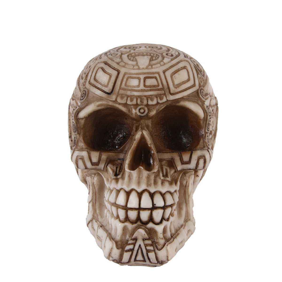 Resin Skull Decor With Antique Carved Sculptural Detail
