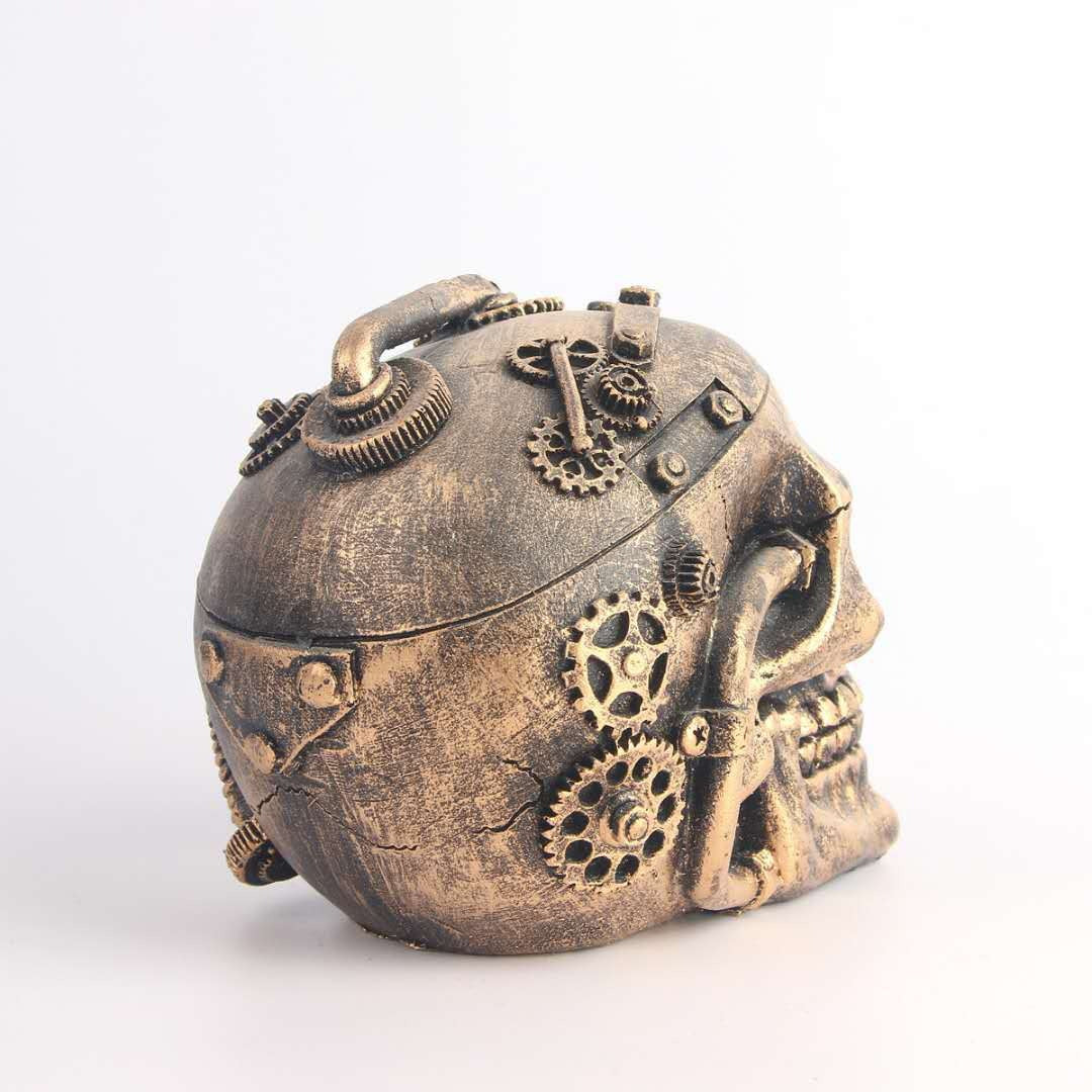 Steampunk Mechanical Skull Ornament Antique Bronze Decor