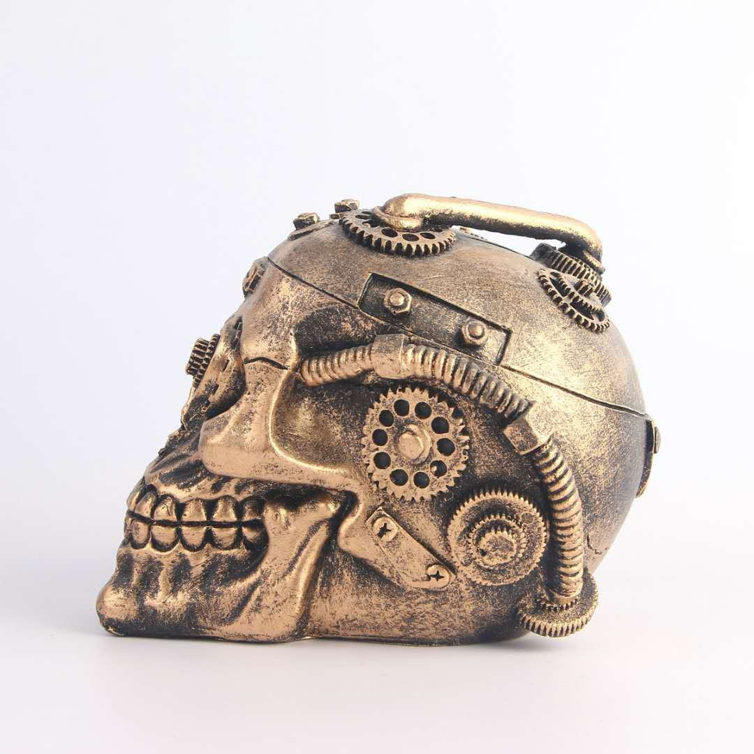 Steampunk Mechanical Skull Ornament Antique Bronze Decor