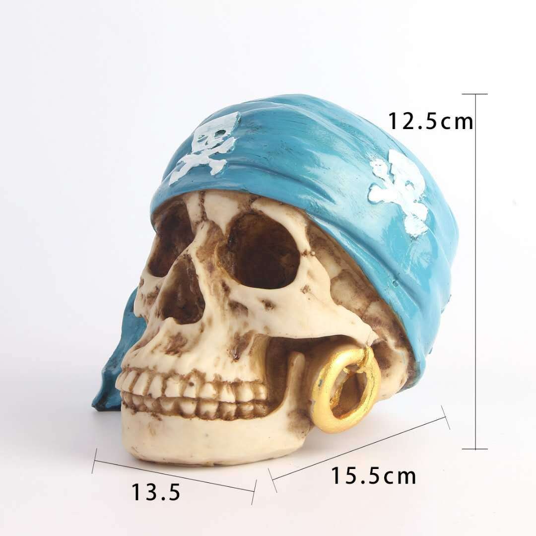Pirate Skull Decor With Distressed Gold Hoop Accents