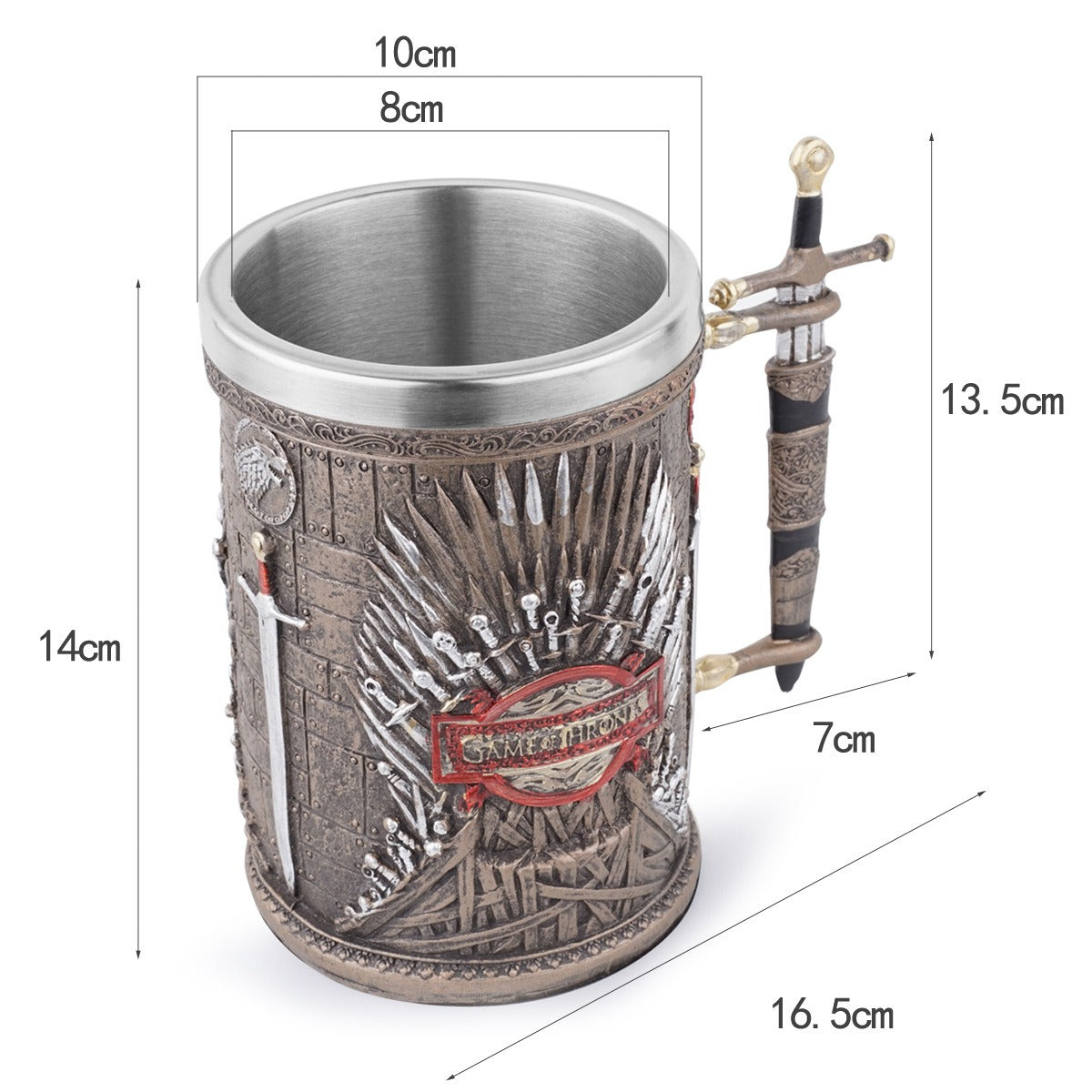 Resin Skull Mug Ornament for Medieval Fantasy Decor