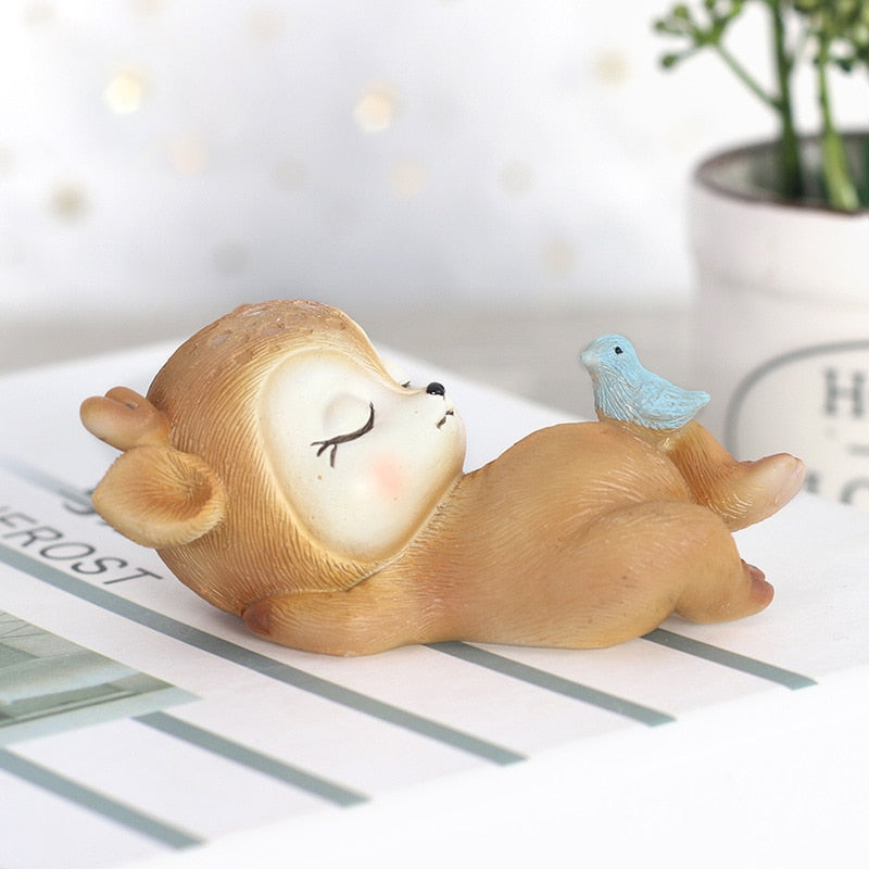 Resin Sleeping Deer Christmas Ornament for Cozy Decor