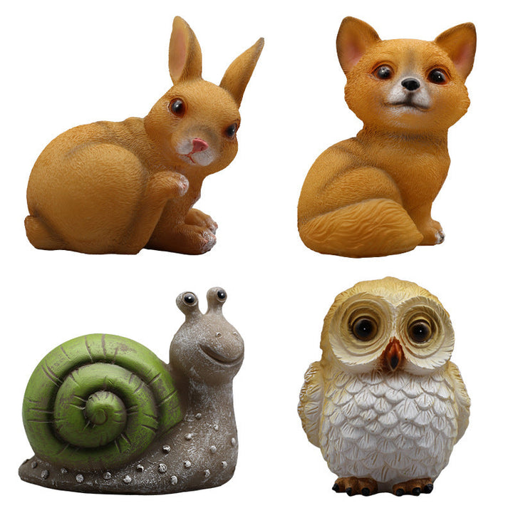 Solar Animal Resin Garden Lamp: Warm Glow Path Decor