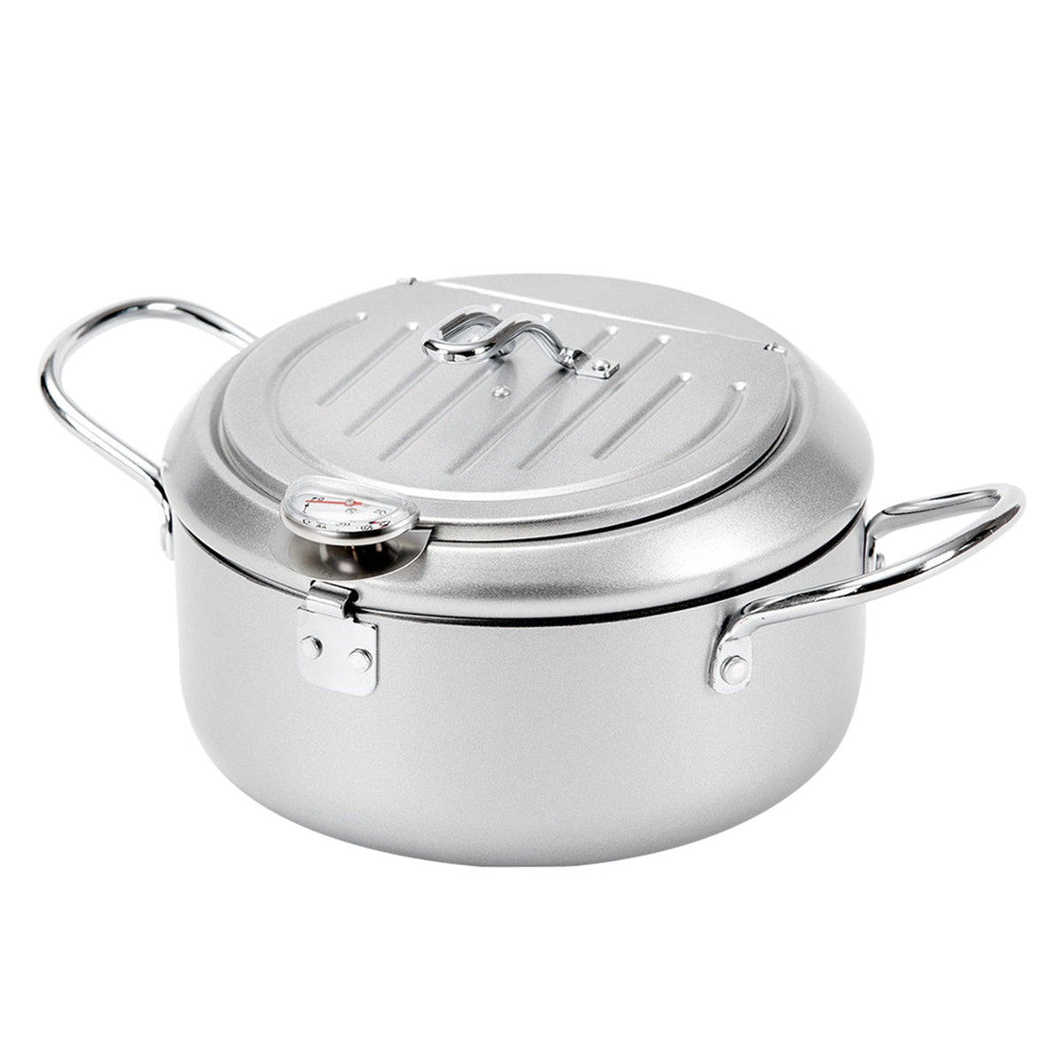Deep Fryer Pot With Thermometer and Oil Drain Rack