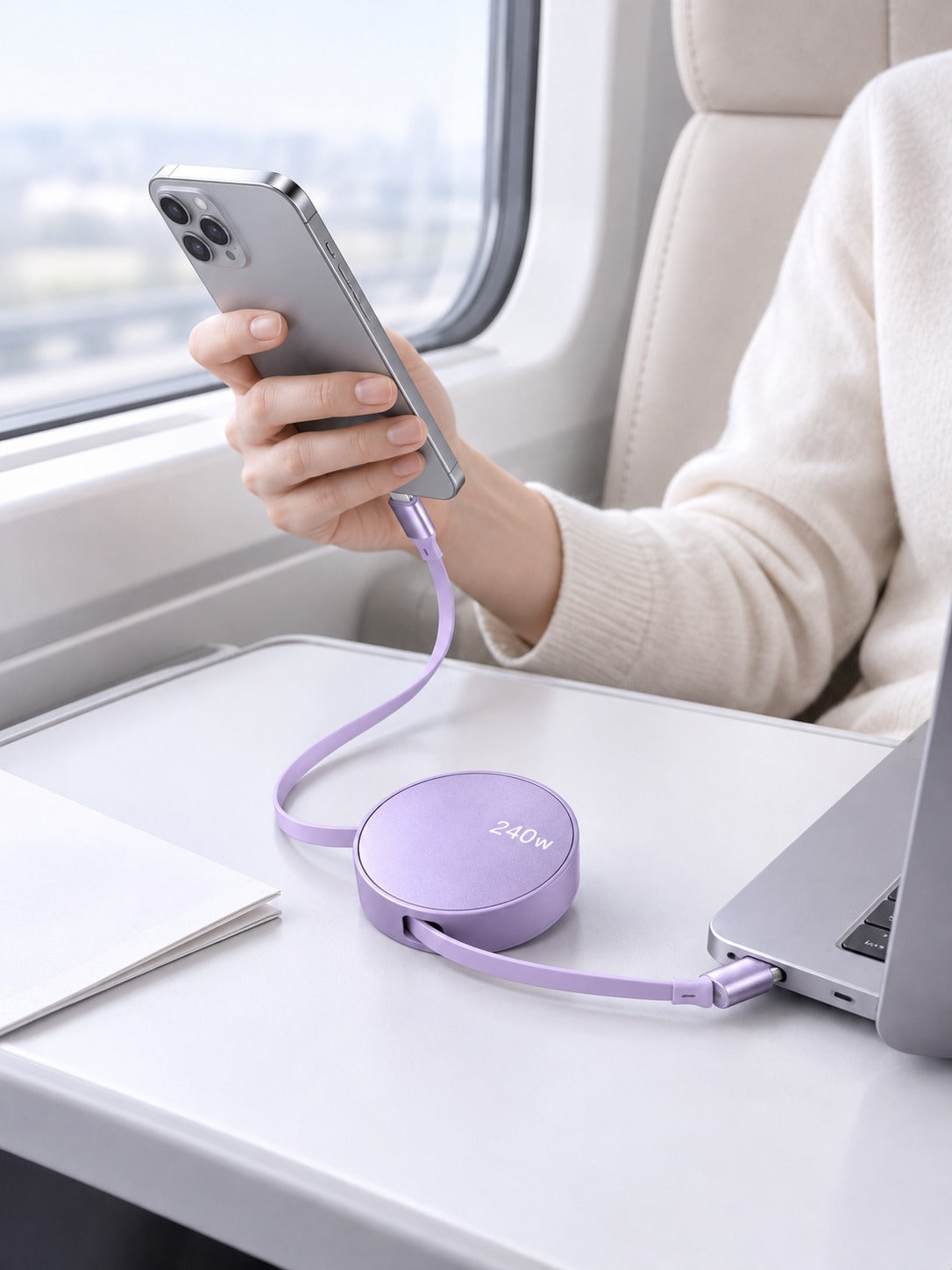 Retractable 240W USB-C Fast Charging Cable for Laptops