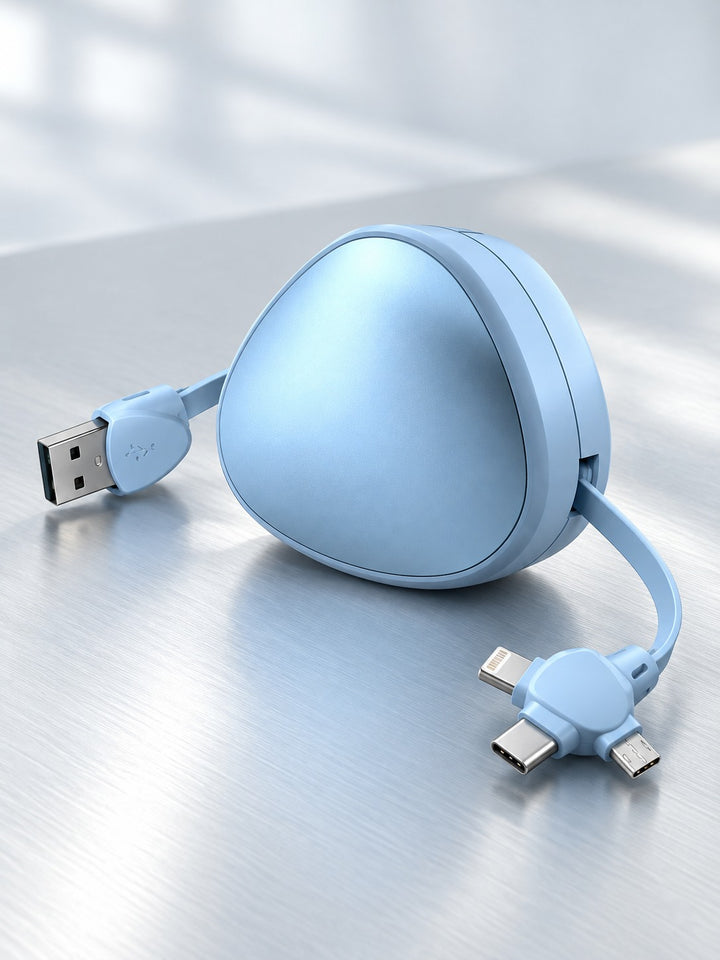 Retractable 6A 3-in-1 Charging Cable with Phone Stand