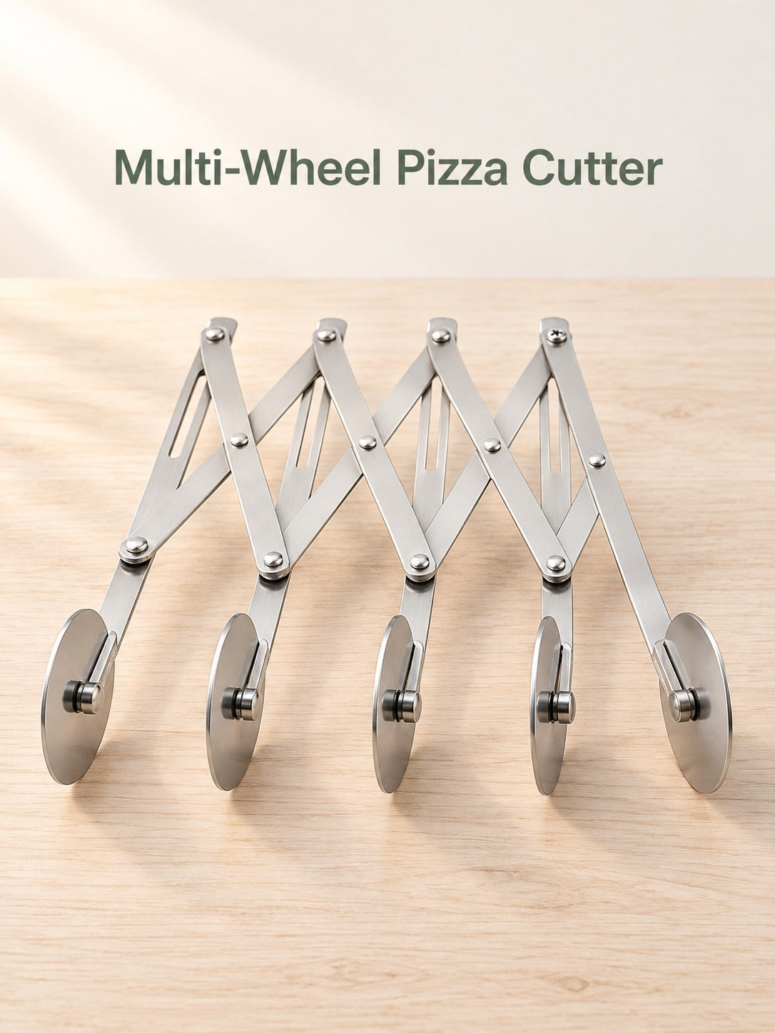 Retractable Multi-Wheel Pizza Cutter That Folds Flat