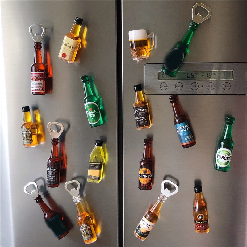 Retro Mini Beer Bottle Opener Magnet for Fridge Decor
