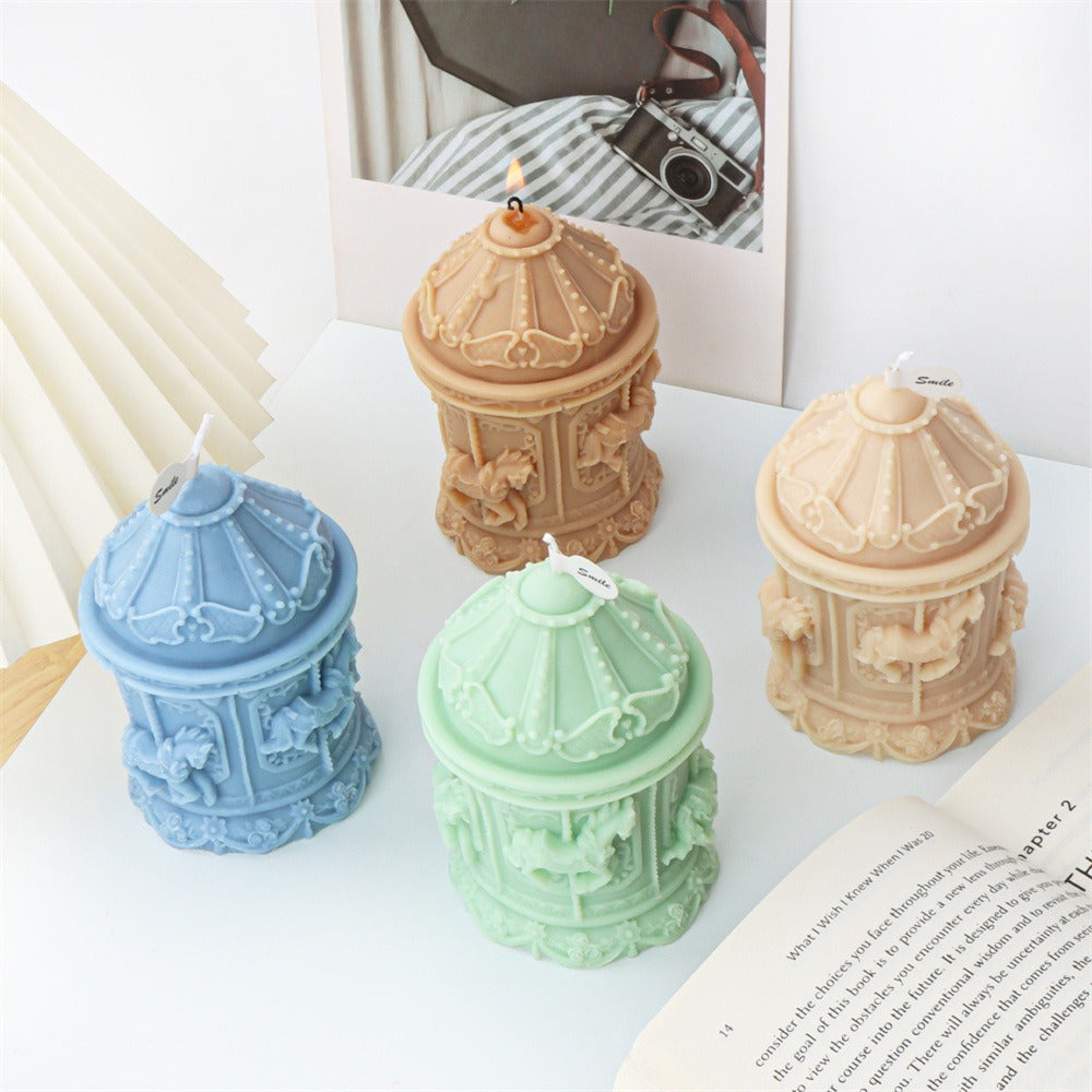 Retro Carousel Candle Mold for Detailed Holiday Decor