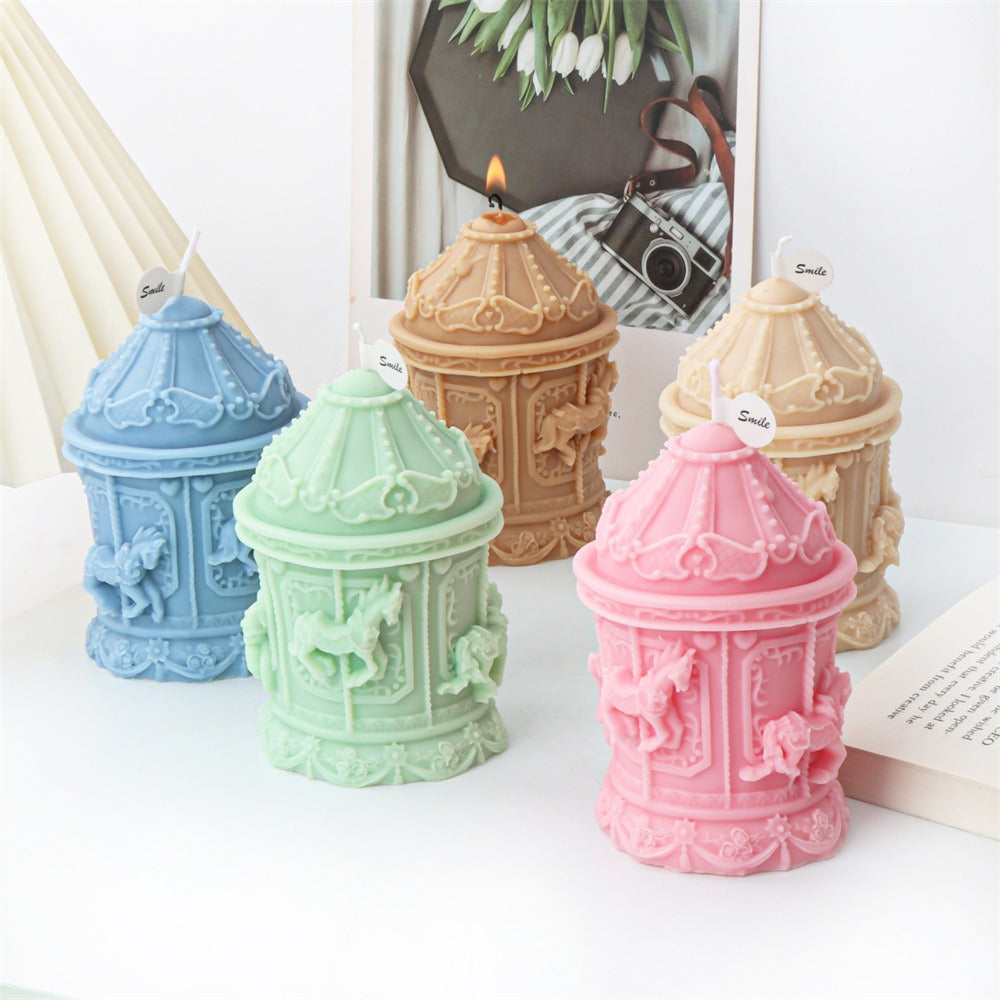 Retro Carousel Candle Mold for Detailed Holiday Decor