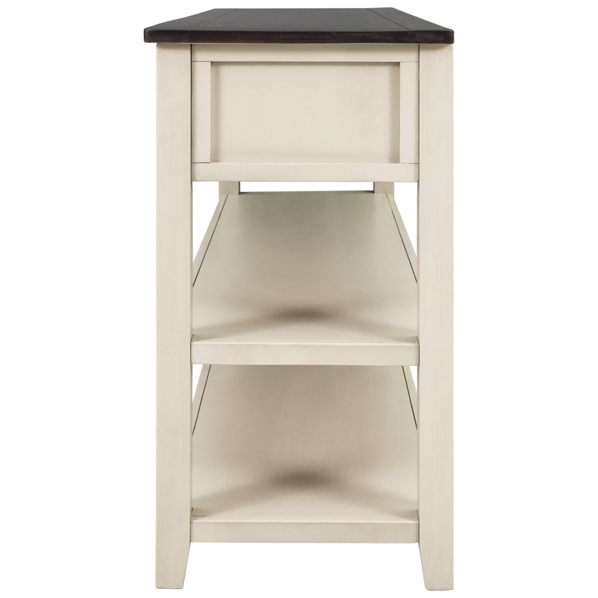 Solid Pine Console Table with Drawers and Shelves