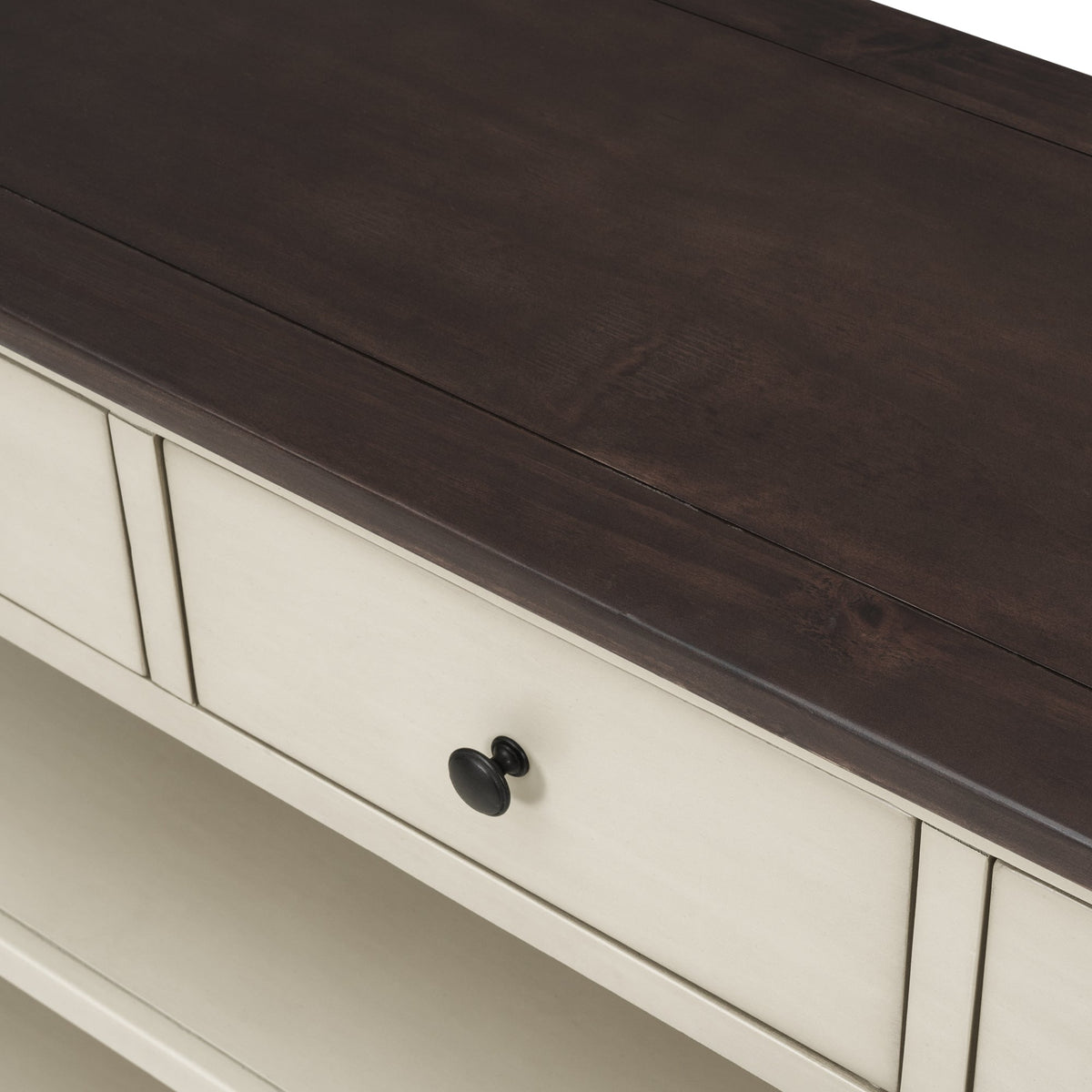 Solid Pine Console Table with Drawers and Shelves