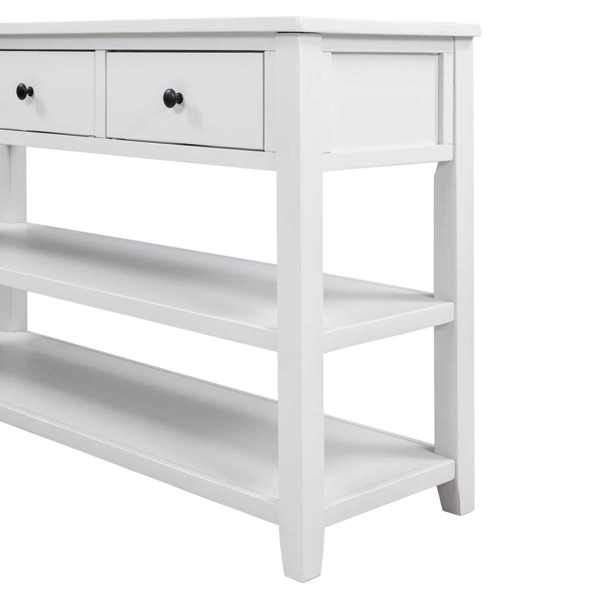 Retro Pine Console Table with Drawers and Shelves